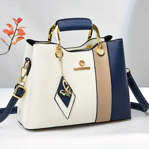 Chic Color-Block Design PU Shoulder Bag - Image 2