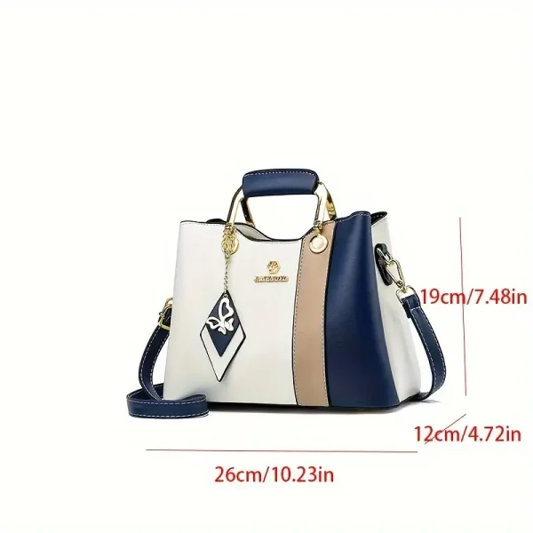 Chic Color-Block Design PU Shoulder Bag - Image 3